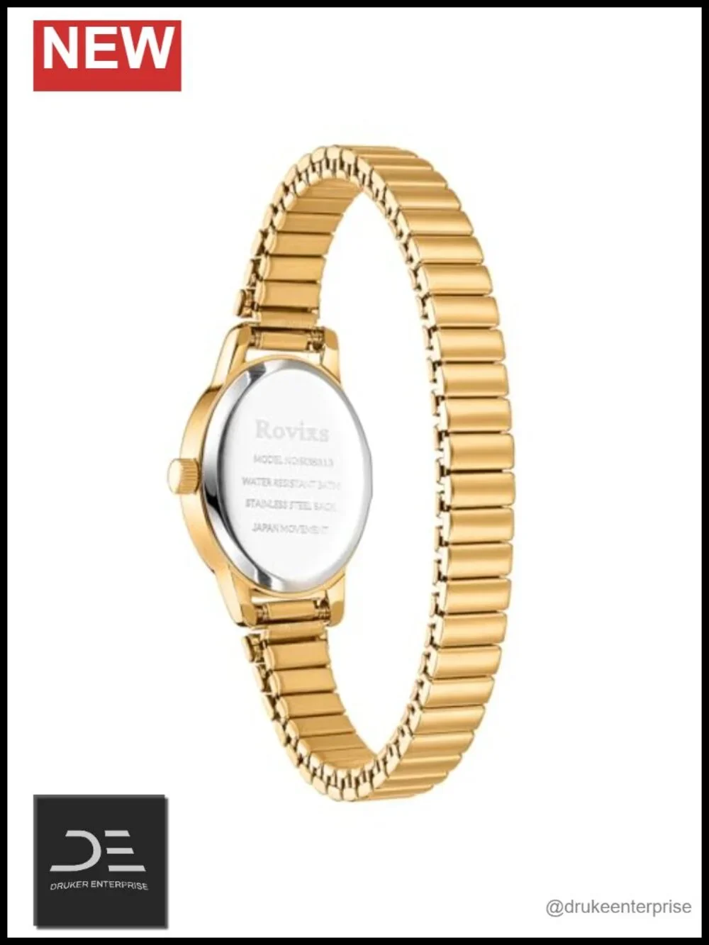 Vintage Oval Analog Quartz Watch with Stainless Steel Expansion Band, Roman